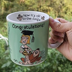 Retro Tacky Graduation Mug Now it's Off to the Jungle by Applause